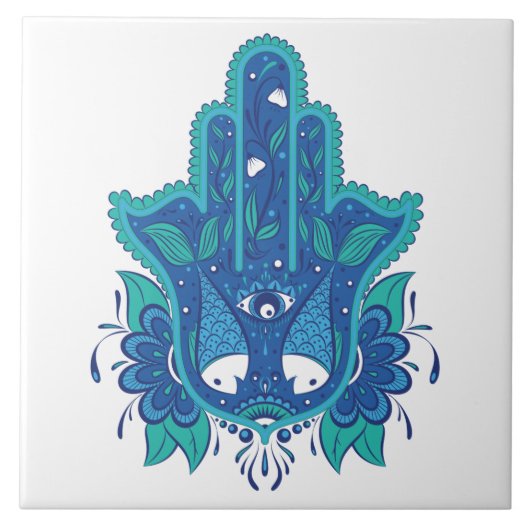 Carreau Conception bleue de Hamsa (Devant)