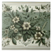 Carreau Conception botanique de flore verte sauge Art Déco (Devant)