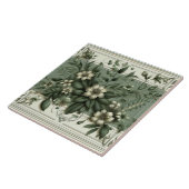 Carreau Conception botanique de flore verte sauge Art Déco (Côté)