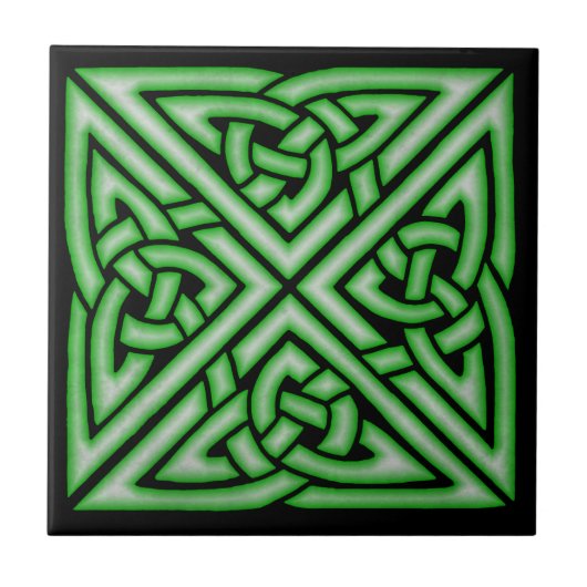 Carreau Conception celtique d'art de noeud en vert (Devant)