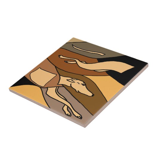 Carreau Conception d'art abstrait de chien de lévrier (Côté)