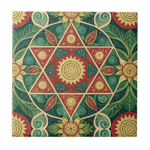 Carreau Conception d'art de mandala floral géométrique sac