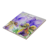 Carreau Conception d'art floral aquarelle violette viola v (Côté)