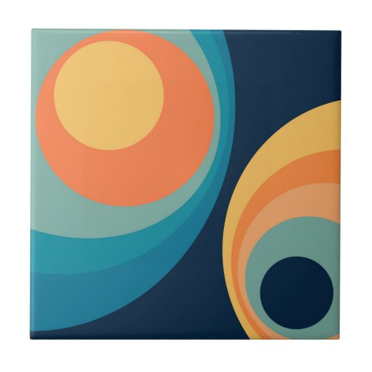 Carreau Conception de cercles rétro colorés (Devant)