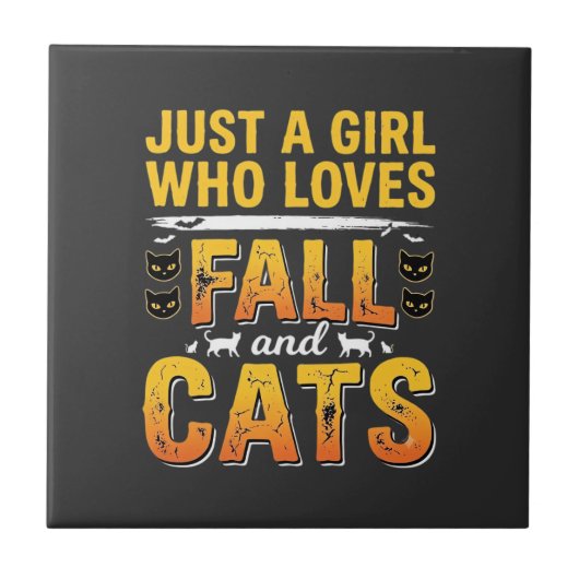 Carreau Conception de chats fille d'automne Halloween_1 (Devant)