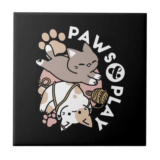 Carreau Conception de chats mignons et joueurs – Art de pa (Devant)
