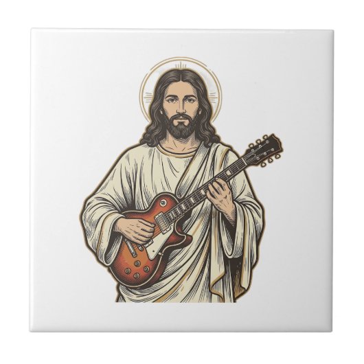 Carreau Conception de chemise avec gravure de guitariste s (Devant)