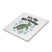 Carreau Conception de chemise d'anniversaire de tortue mar (Côté)