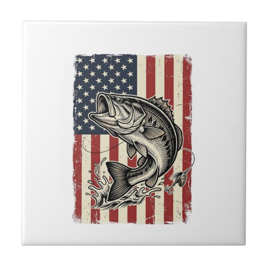 Carreau Conception de chemise de drapeau américain de pêch (Devant)