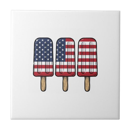 Carreau Conception de chemise de drapeau de popsicle patri (Devant)
