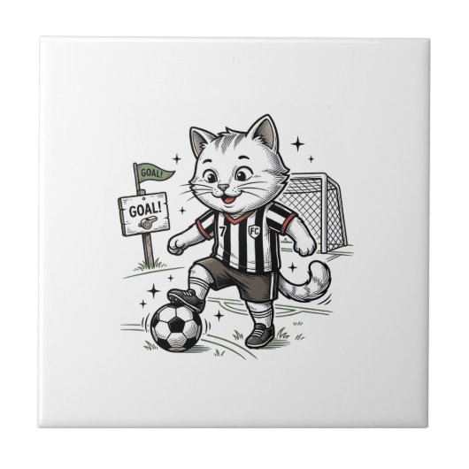 Carreau Conception de chemise de gravure de chat de footba (Devant)