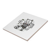 Carreau Conception de chemise de gravure de chat de footba (Côté)
