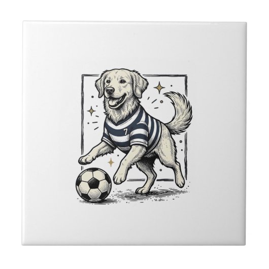 Carreau Conception de chemise de gravure de chien de footb (Devant)