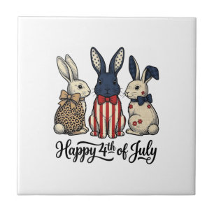 Carreau Conception de chemise de lapin patriotique du 4 ju