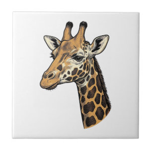 Carreau Conception de chemise de portrait de girafe gravur