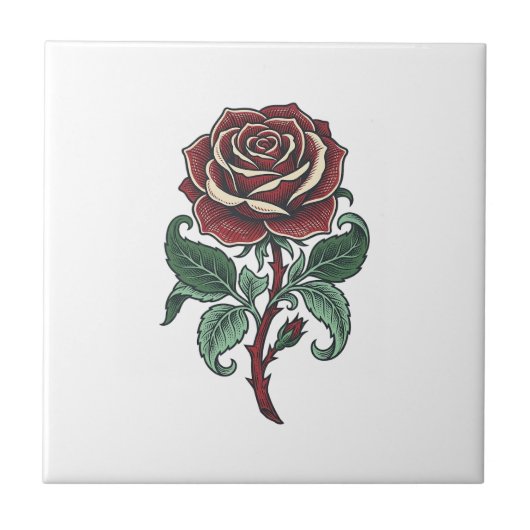 Carreau Conception de chemise florale de rose gravée vinta (Devant)