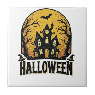 Carreau Conception de chemise Halloween Maison Hantée Vint