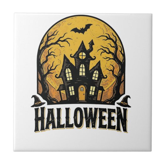 Carreau Conception de chemise Halloween Maison Hantée Vint (Devant)