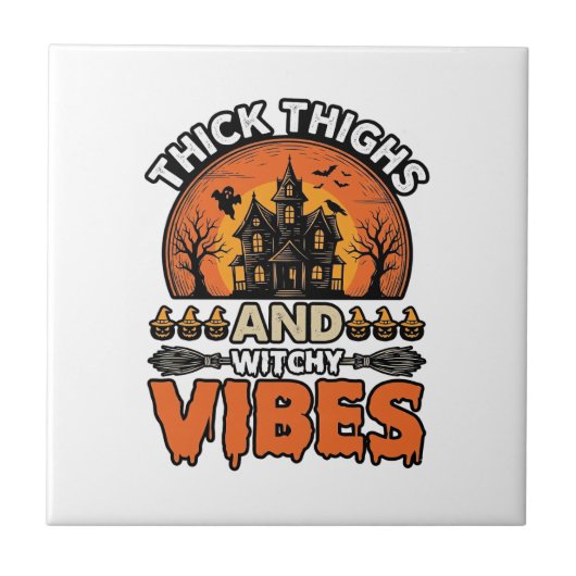 Carreau Conception de chemise Halloween Thick Thighs Witch (Devant)