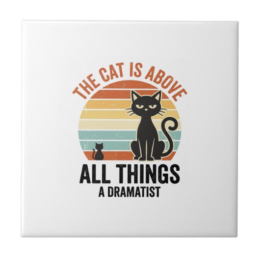 Carreau Conception de chemise humoristique de chat dramati (Devant)