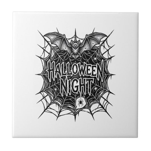 Carreau Conception de chemise vintage Halloween Night Bat (Devant)