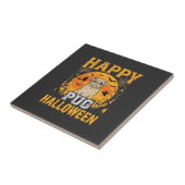 Carreau Conception de chien effrayant Halloween Pug heureu (Côté)