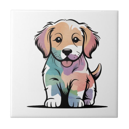 Carreau Conception de chiot mignon (Devant)
