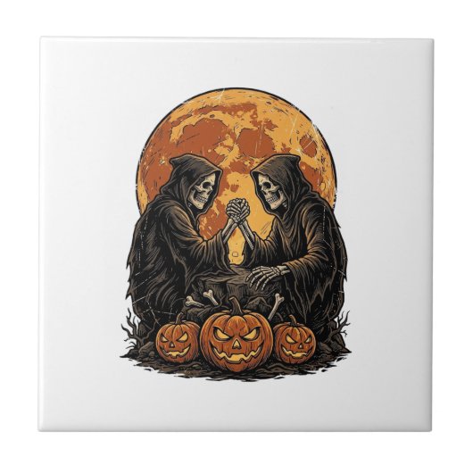 Carreau Conception de citrouille de Halloween de faucheurs (Devant)