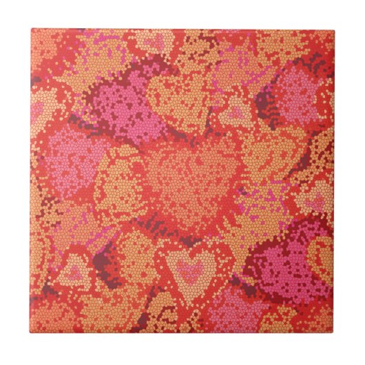 Carreau Conception de coeurs en mosaïque mignonne (Devant)