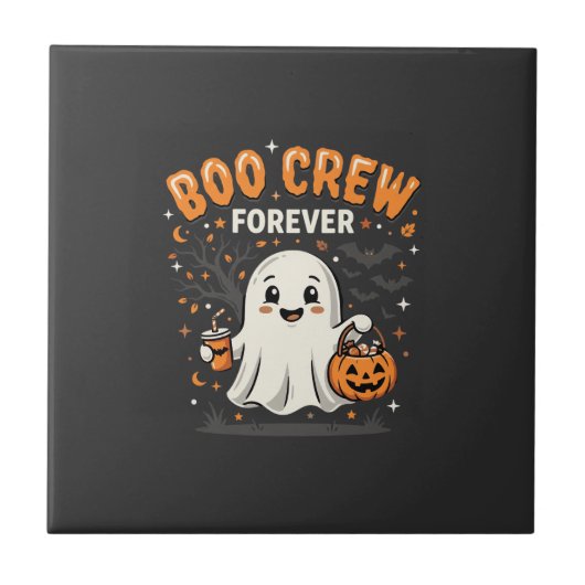 Carreau Conception de fantôme Halloween Boo Crew Forever_1 (Devant)