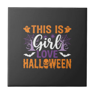 Carreau Conception de fantôme Halloween Girl Love_1