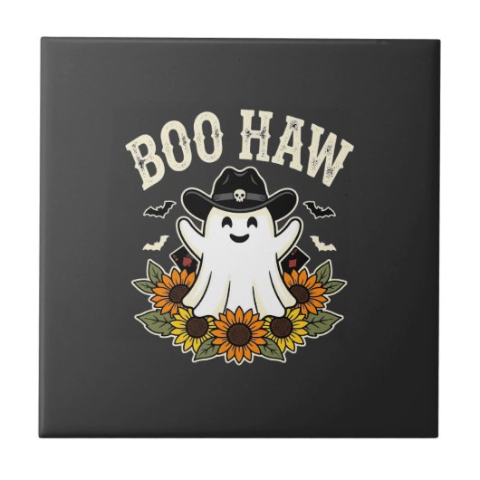 Carreau Conception de fantôme Halloween occidental Boo Haw (Devant)