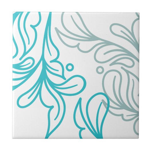 Carreau Conception de feuilles Boho turquoise et gris (Devant)
