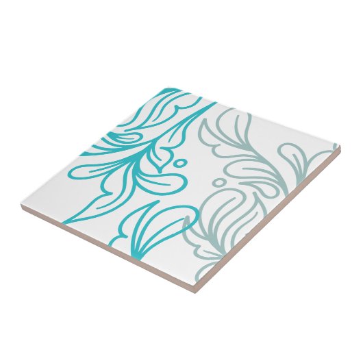 Carreau Conception de feuilles Boho turquoise et gris (Côté)