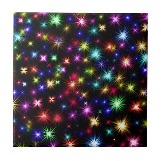 Carreau Conception de feux d'artifice Étoiles Colorées (Devant)