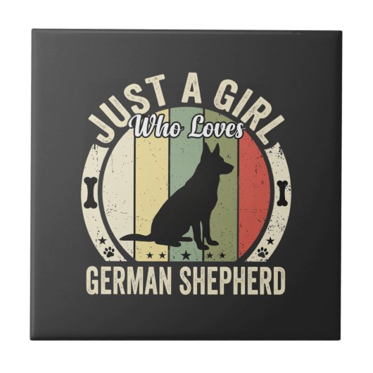 Carreau Conception de fille de berger allemand amoureuse d (Devant)