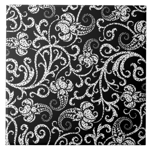 Carreau Conception de fleurs de dalmatien noir mignon (Devant)