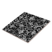 Carreau Conception de fleurs de dalmatien noir mignon (Côté)