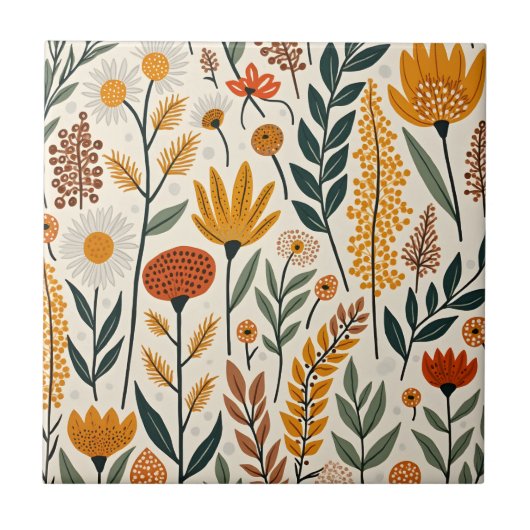 Carreau Conception de fleurs et de plantes boho botaniques (Devant)