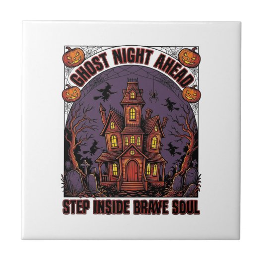 Carreau Conception de gravure vintage Halloween Maison han (Devant)