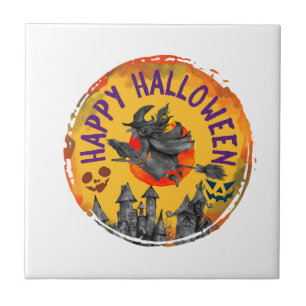 Carreau Conception de Halloween Joyeux Halloween Sorcière