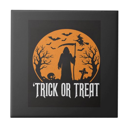Carreau Conception de la Faucheuse pour Halloween Trick or (Devant)