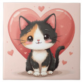 Carreau Conception de la Saint-Valentin Cœur de Chat Calic (Devant)