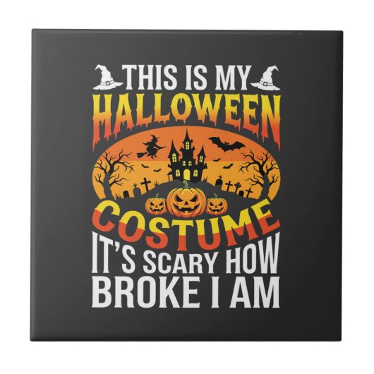 Carreau Conception de maison hantée de costume d'Halloween (Devant)