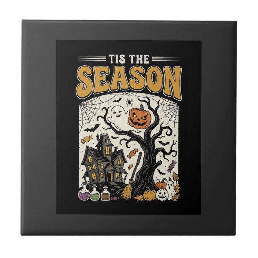 Carreau Conception de maison hantée Halloween c'est la sai (Devant)