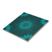 Carreau Conception de mandala à feuilles sarcelles sur fon (Côté)