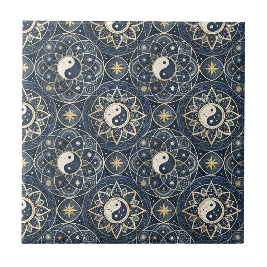 Carreau Conception de Mandala d'Harmonie Céleste Yin Yang (Devant)