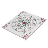 Carreau Conception de mandala géométrique magenta et vert (Côté)