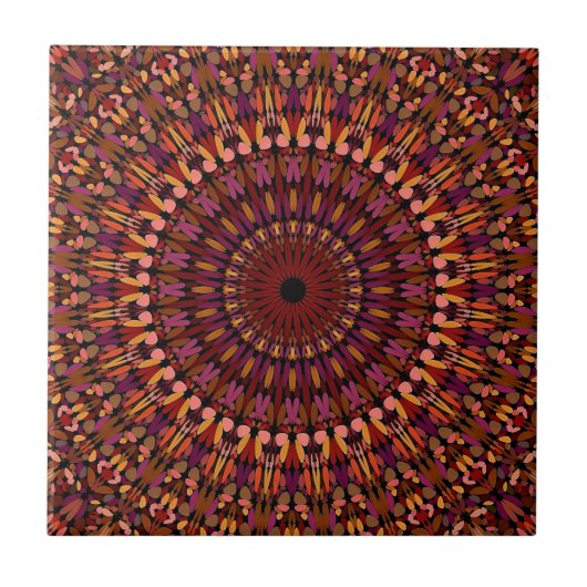 Carreau Conception de mandala marron floral (Devant)
