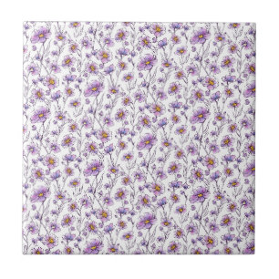 Carreau Conception de motif botanique de fleur sauvage vio